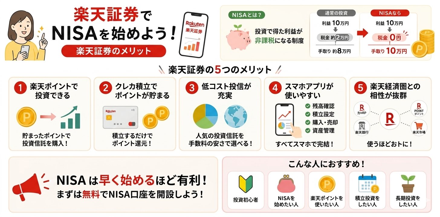 楽天証券でNISAを始めよう！楽天証券の5つのメリット